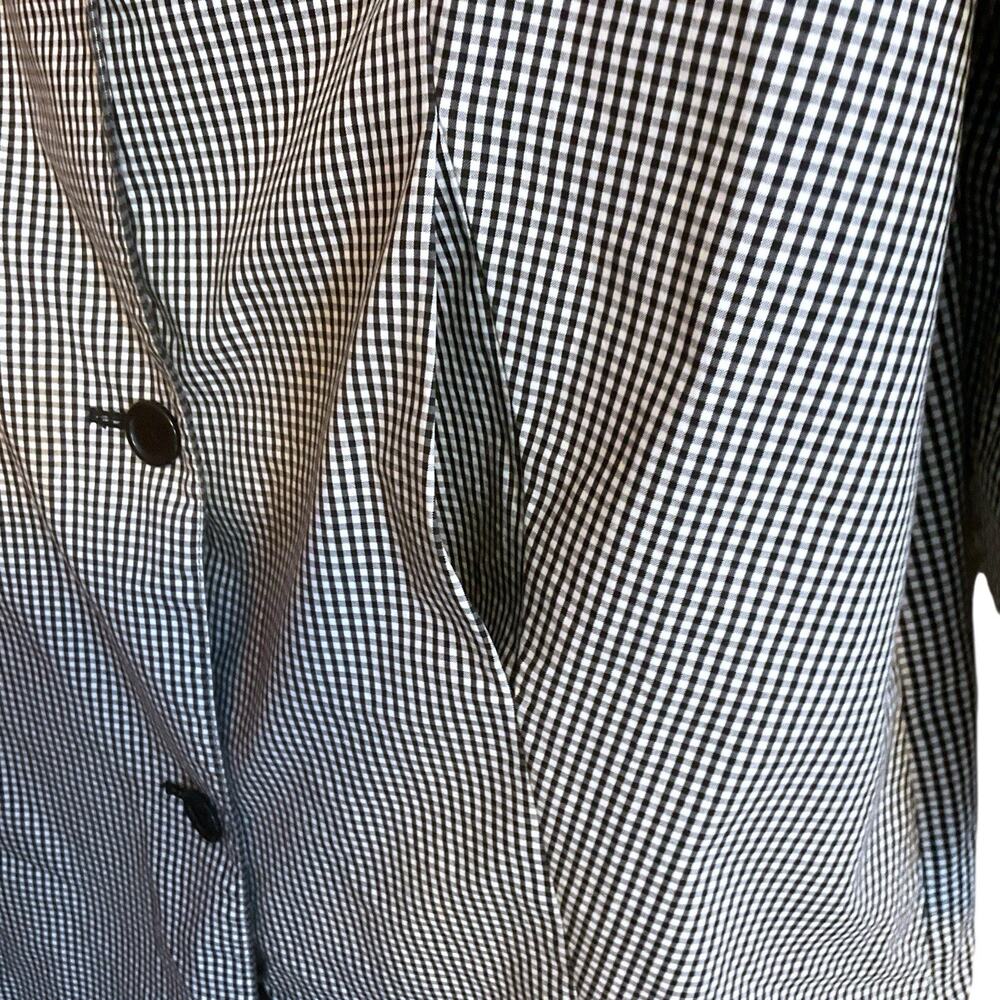 Women's Black White Gingham Rain Jacket Coat Size M - Picture 7 of 12